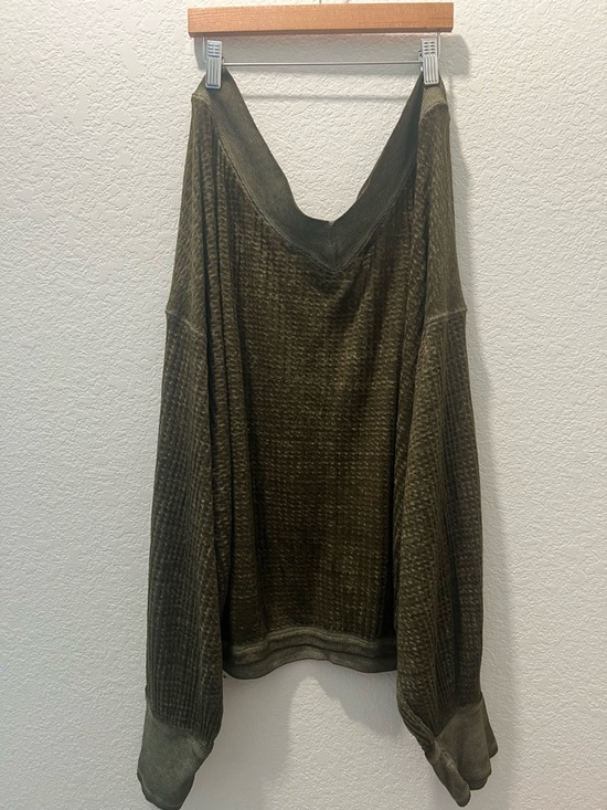 We The Free Tops - We The Free Oversized Thermal Waffle Knit Top XL Olive Green Slouchy Boho